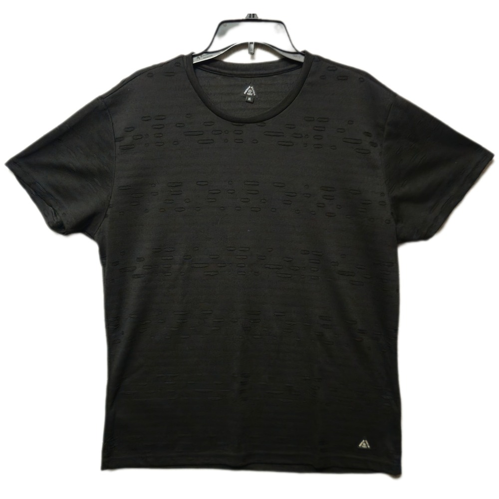 American Stitch Mens XL Black Slit Distressed Laser Cut Short Sleeve T-Shirt